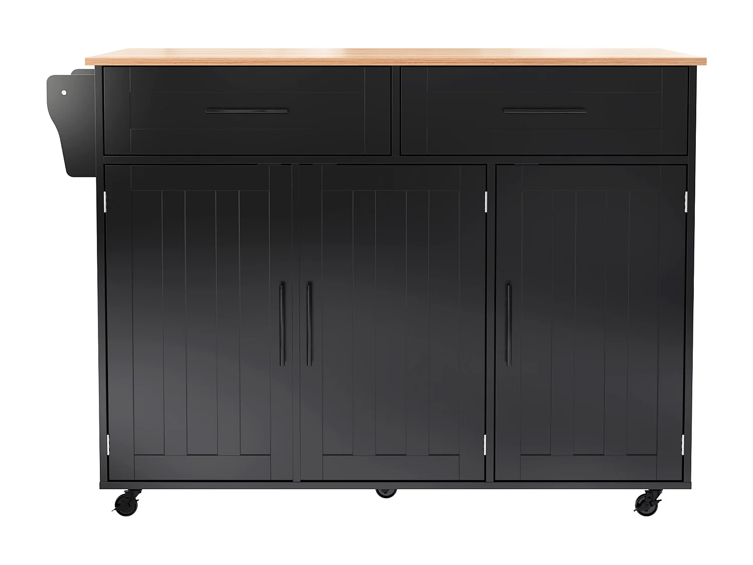 Chariot de salle à manger, meuble de rangement avec roulettes et porte de rangement, 129 x 46(71) x 91,5 cm, noir