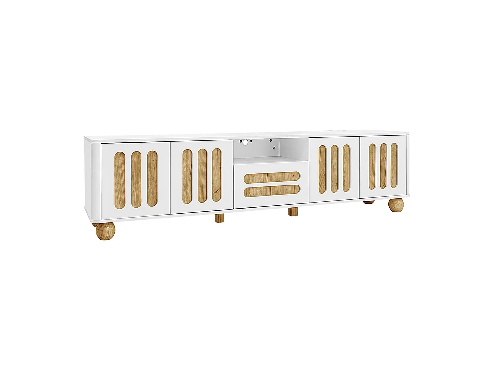 Móvel TV, com 4 portas, 1 gaveta e iluminação LED, 180 x 40 x 47 cm, branco