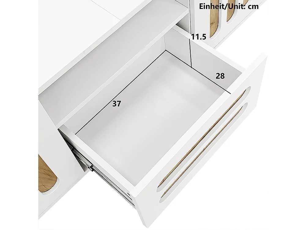 Móvel TV, com 4 portas, 1 gaveta e iluminação LED, 180 x 40 x 47 cm, branco