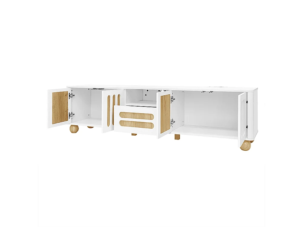 Móvel TV, com 4 portas, 1 gaveta e iluminação LED, 180 x 40 x 47 cm, branco