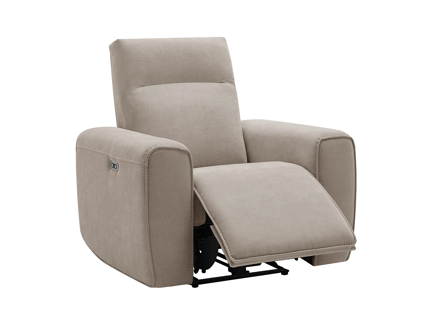 Canapé 3 places et fauteuil relax électrique en tissu beige LORGITA