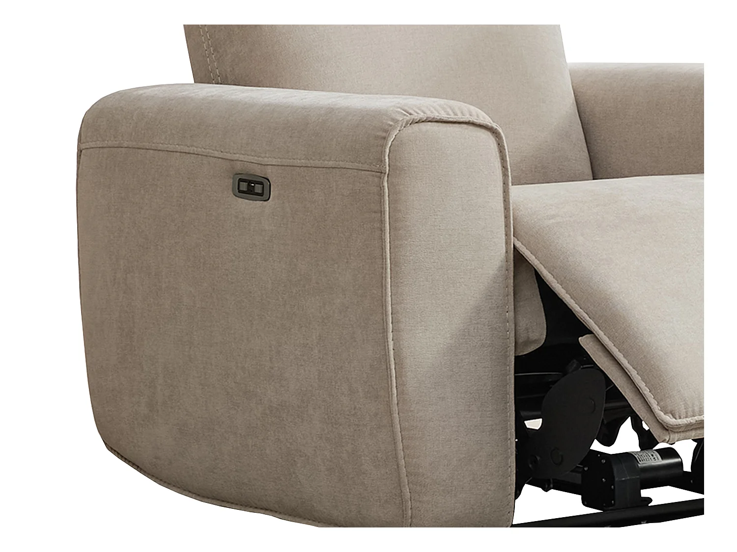 Canapé 3 places et fauteuil relax électrique en tissu beige LORGITA