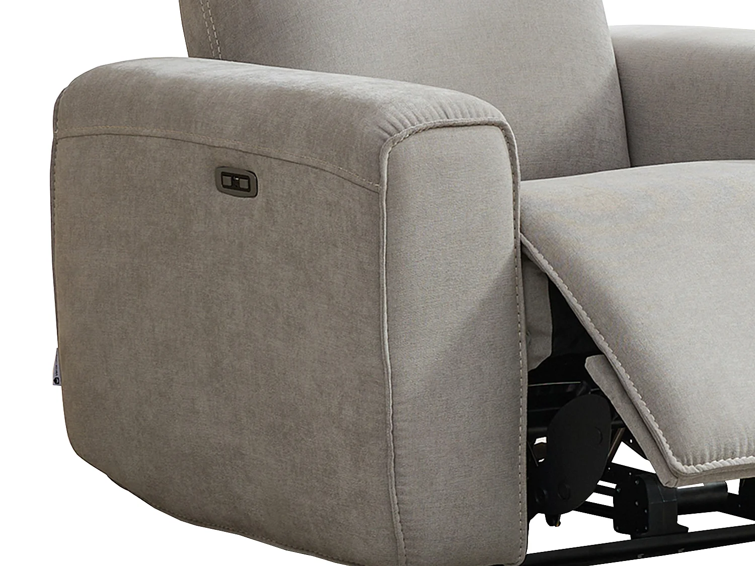 Relaxsofa 3-Sitzer & Relaxsessel elektrisch - Stoff - Grau - LORGITA