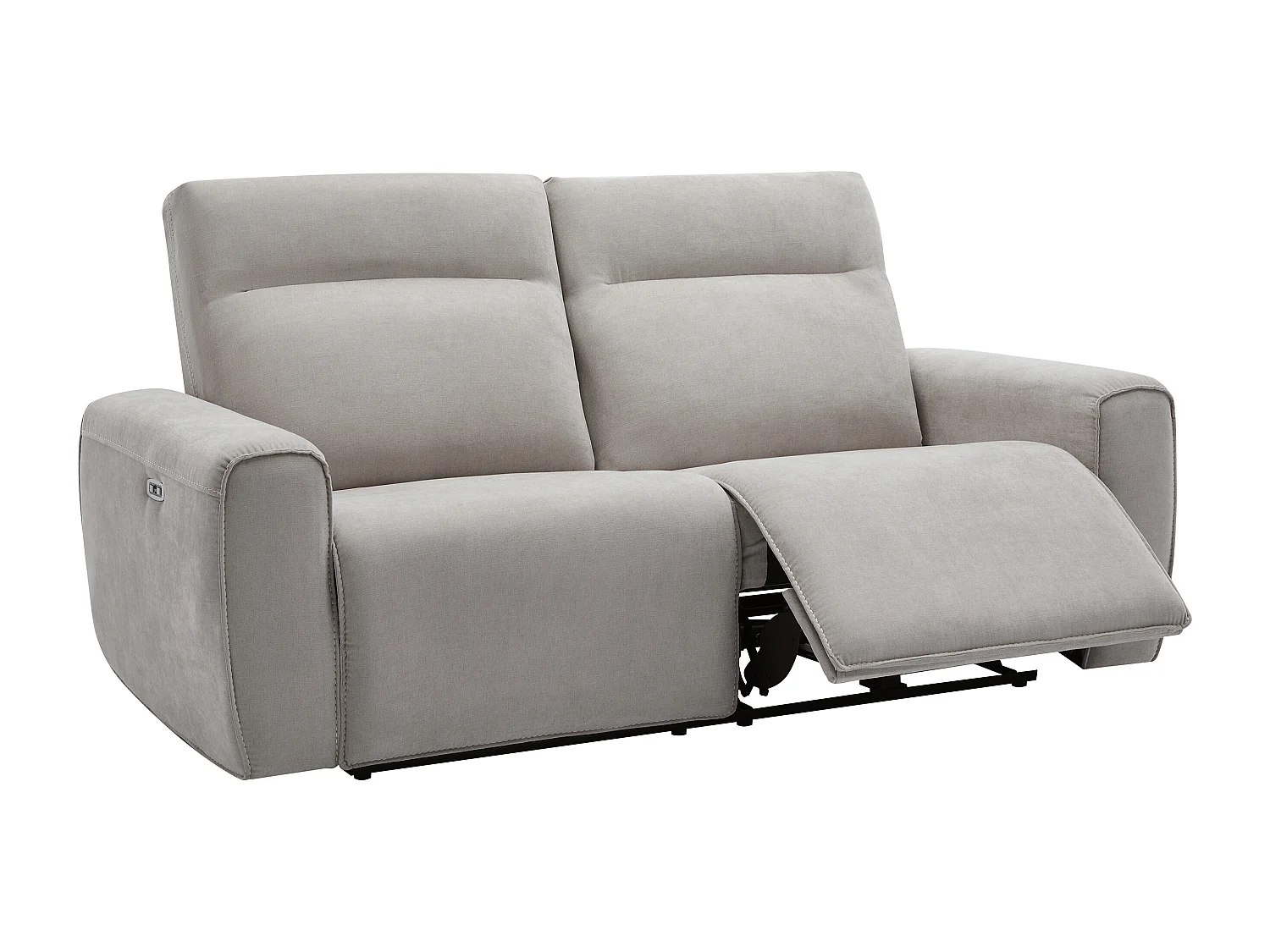 Relaxsofa 3-Sitzer & Relaxsessel elektrisch - Stoff - Grau - LORGITA