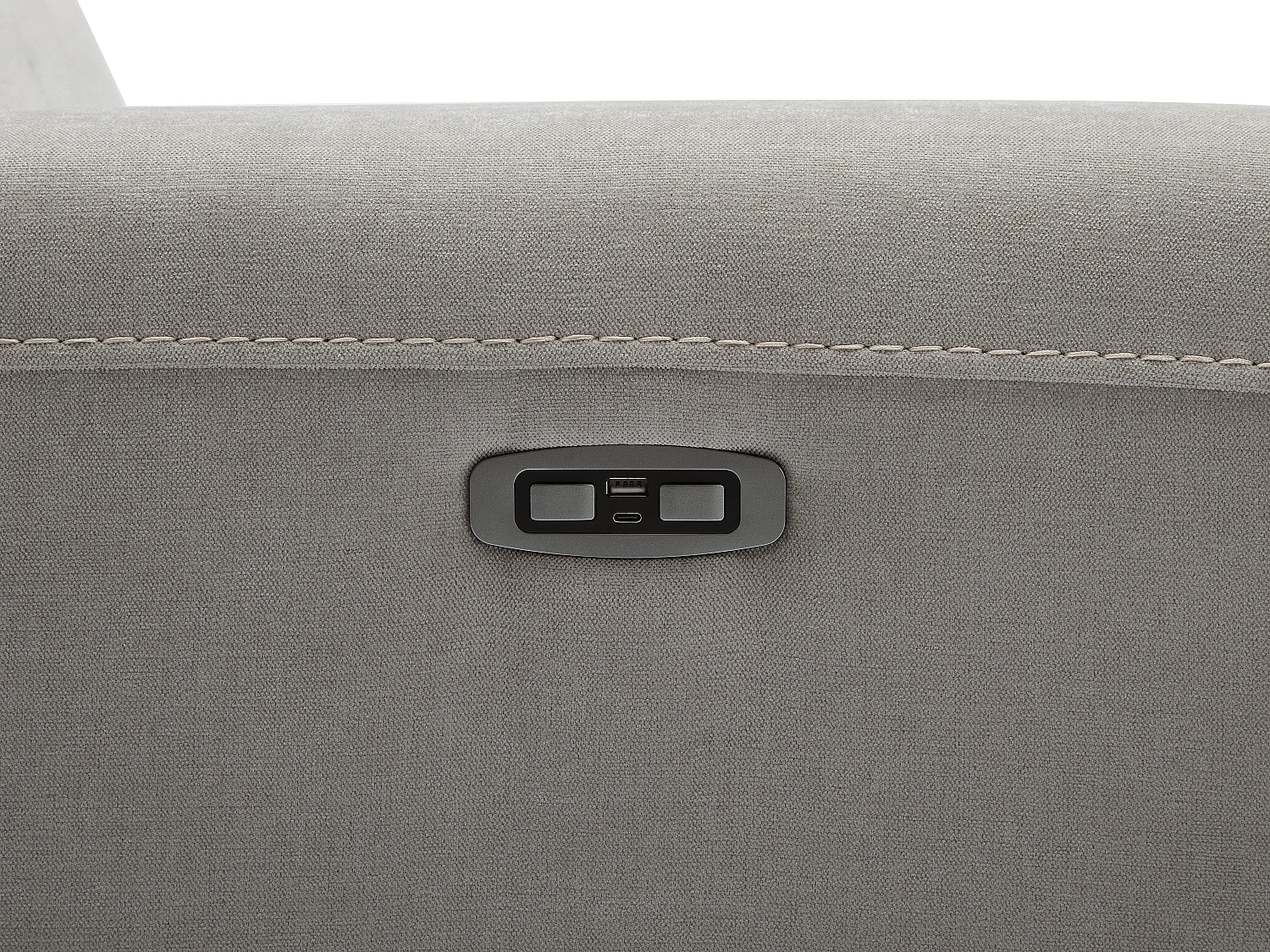 Relaxsofa 3-Sitzer & Relaxsessel elektrisch - Stoff - Grau - LORGITA