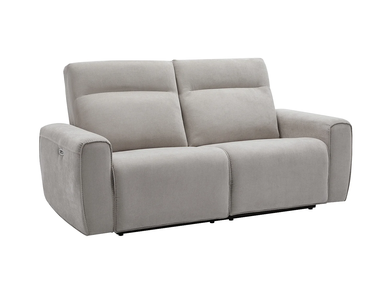 Canapé 3 places et fauteuil relax électrique en tissu gris LORGITA