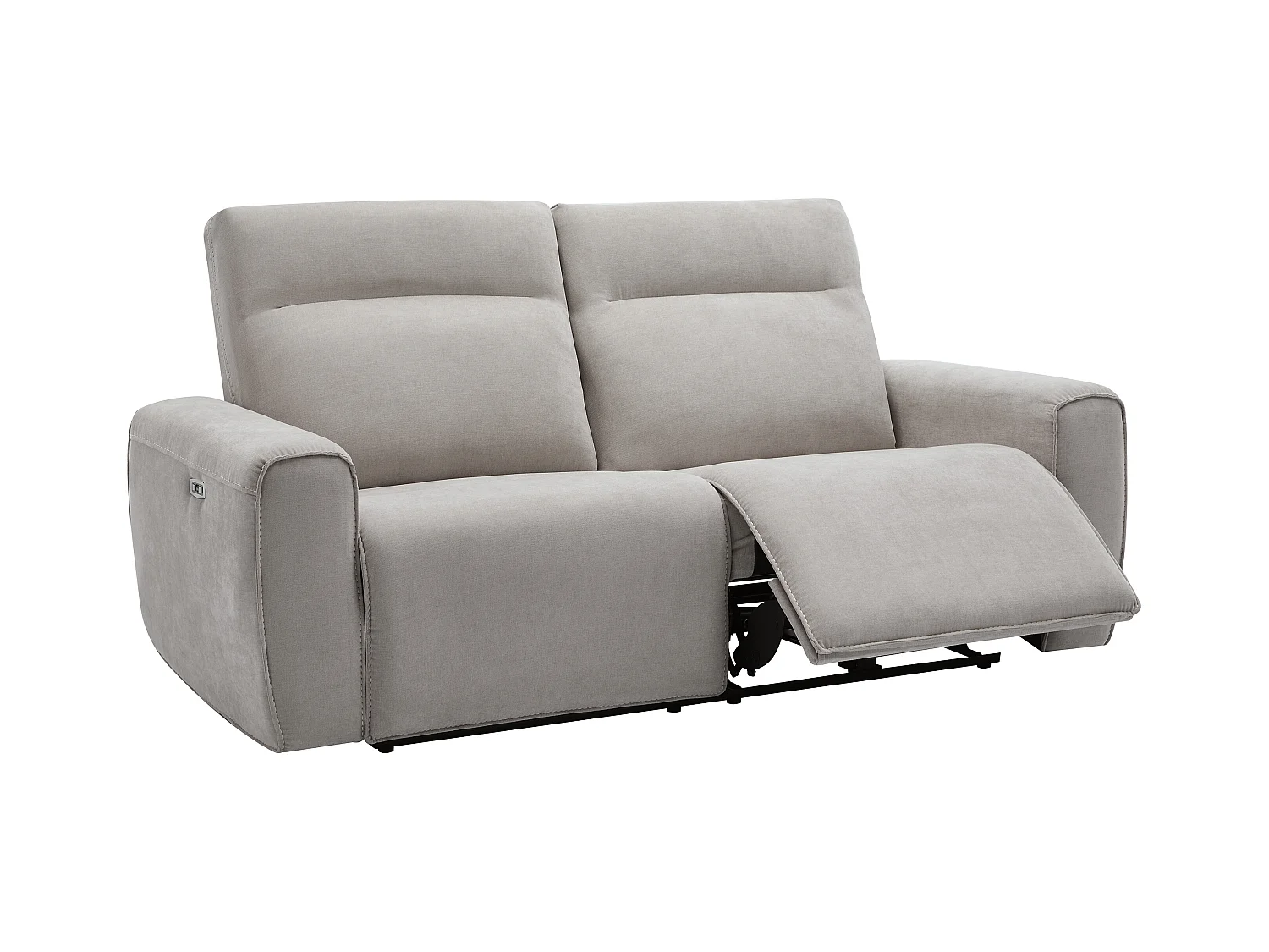 Canapé 3 places et fauteuil relax électrique en tissu gris LORGITA