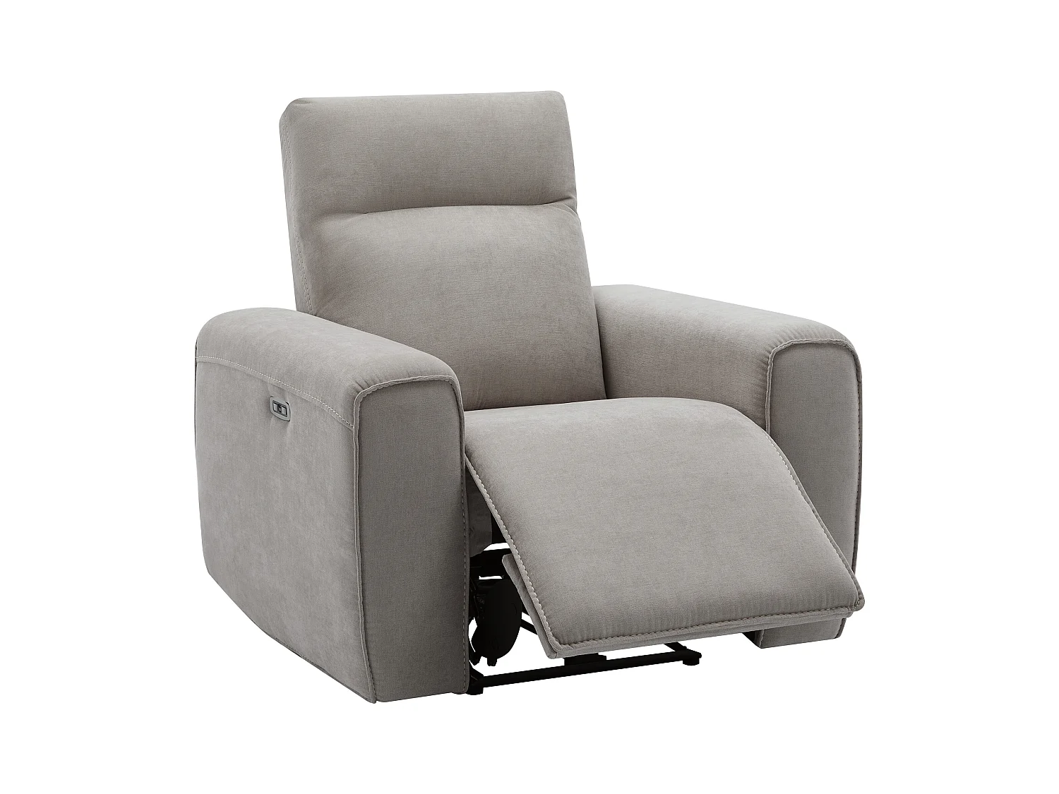 Canapé 3 places et fauteuil relax électrique en tissu gris LORGITA