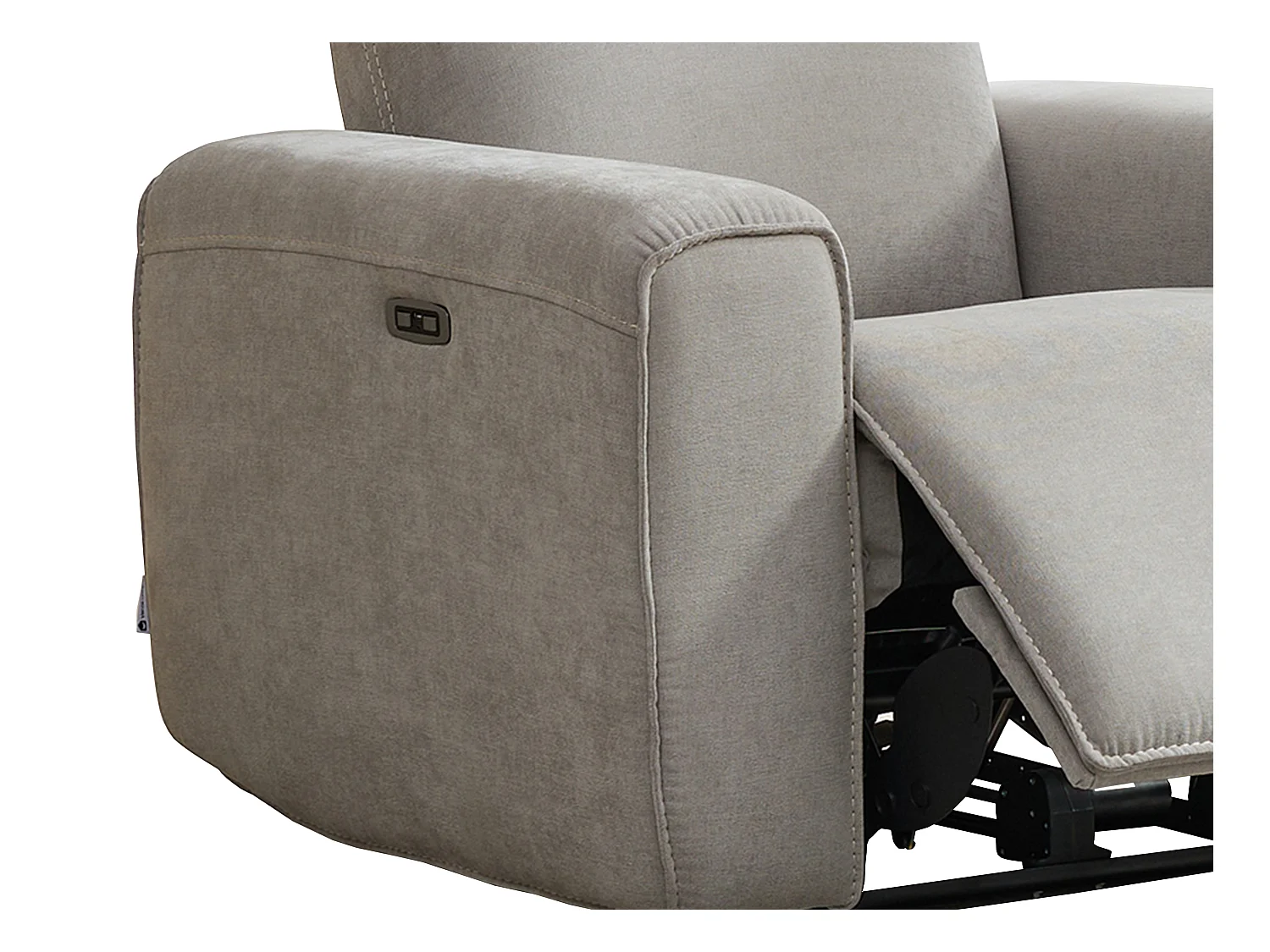Canapé 3 places et fauteuil relax électrique en tissu gris LORGITA