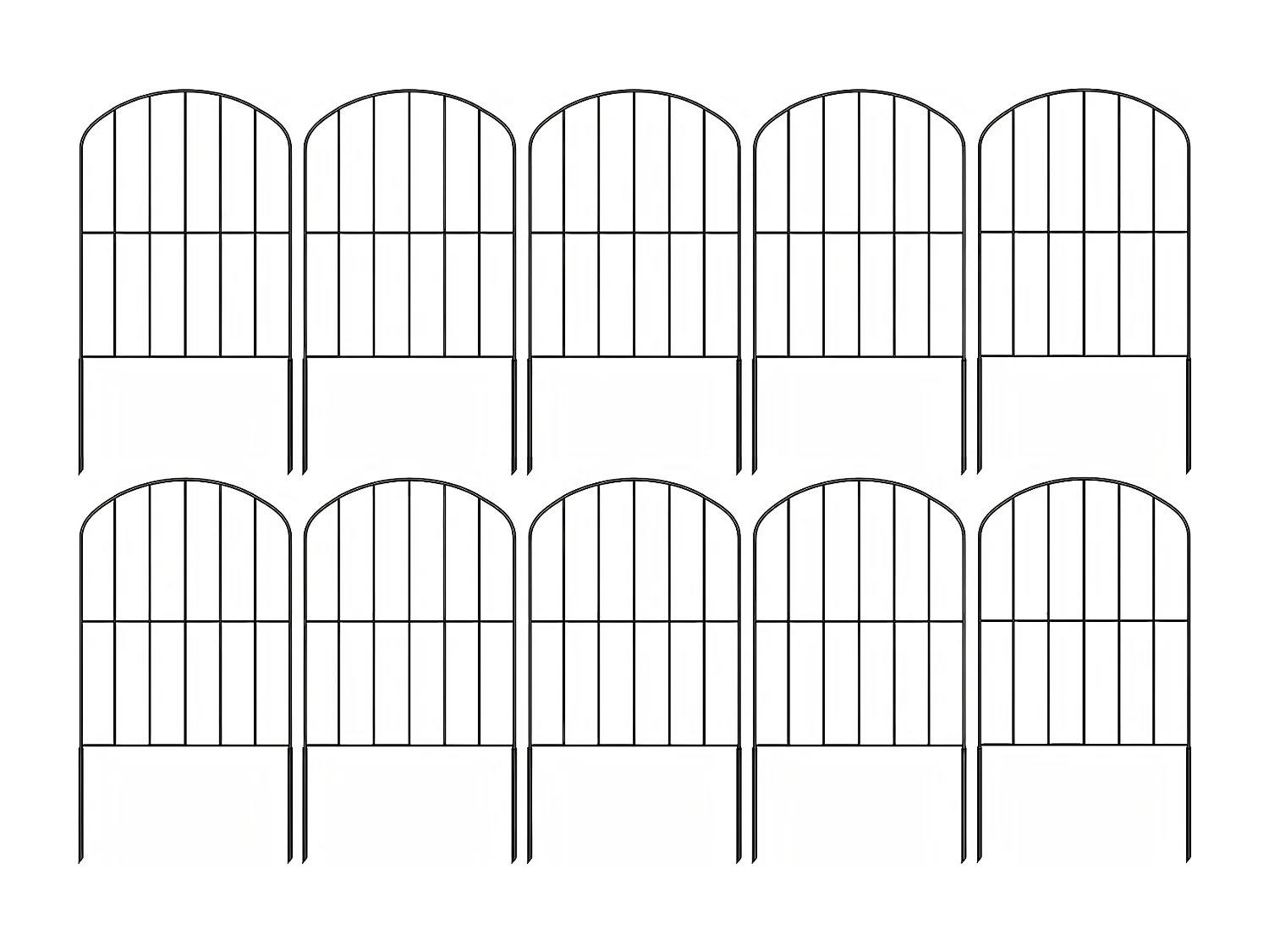 Lot de 10 Clôture de jardin - Clôture décorative en métal - décoration de cour antirouille - barrière pour animaux - Clôture à planter