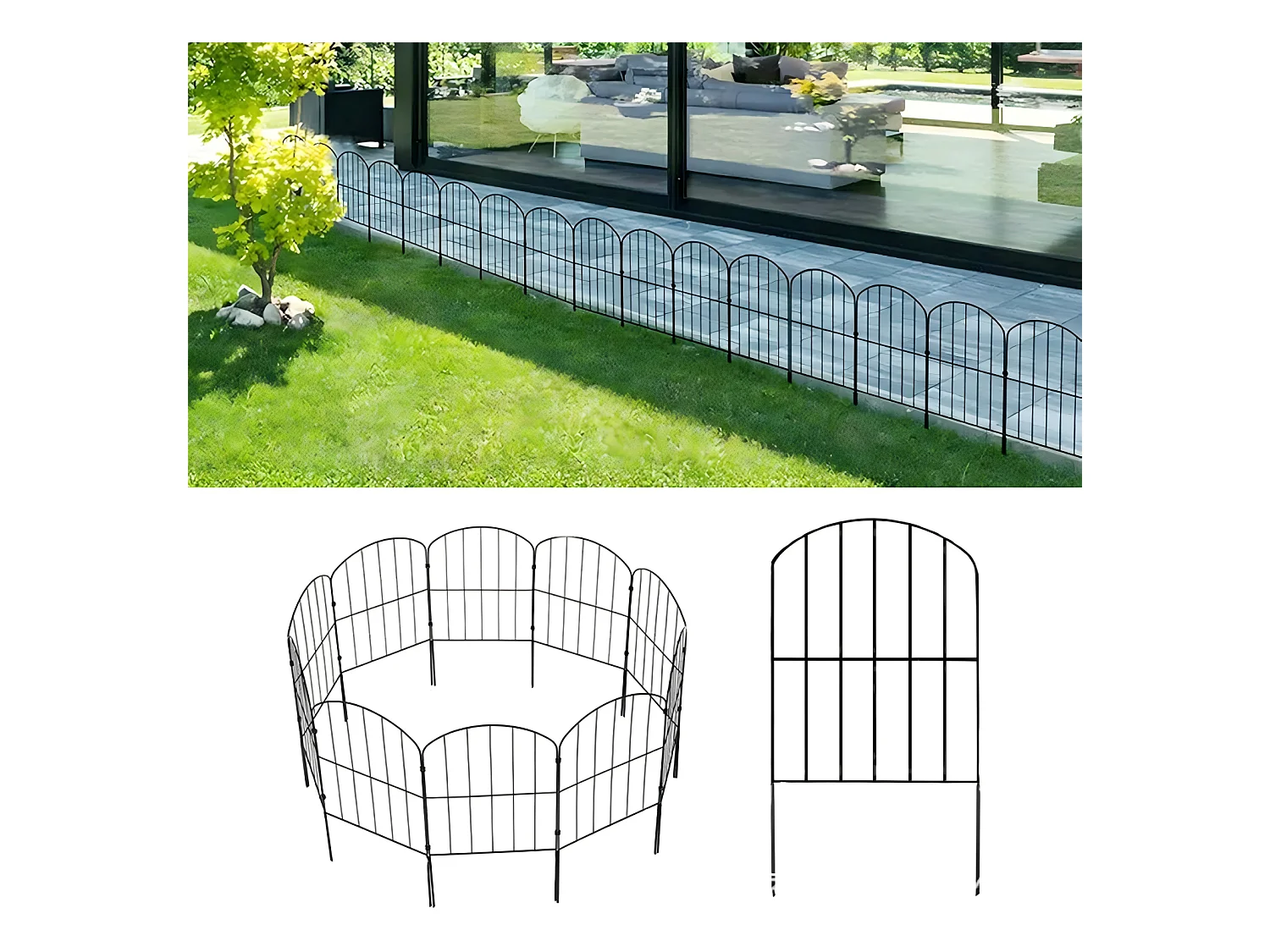 Lot de 10 Clôture de jardin - Clôture décorative en métal - décoration de cour antirouille - barrière pour animaux - Clôture à planter