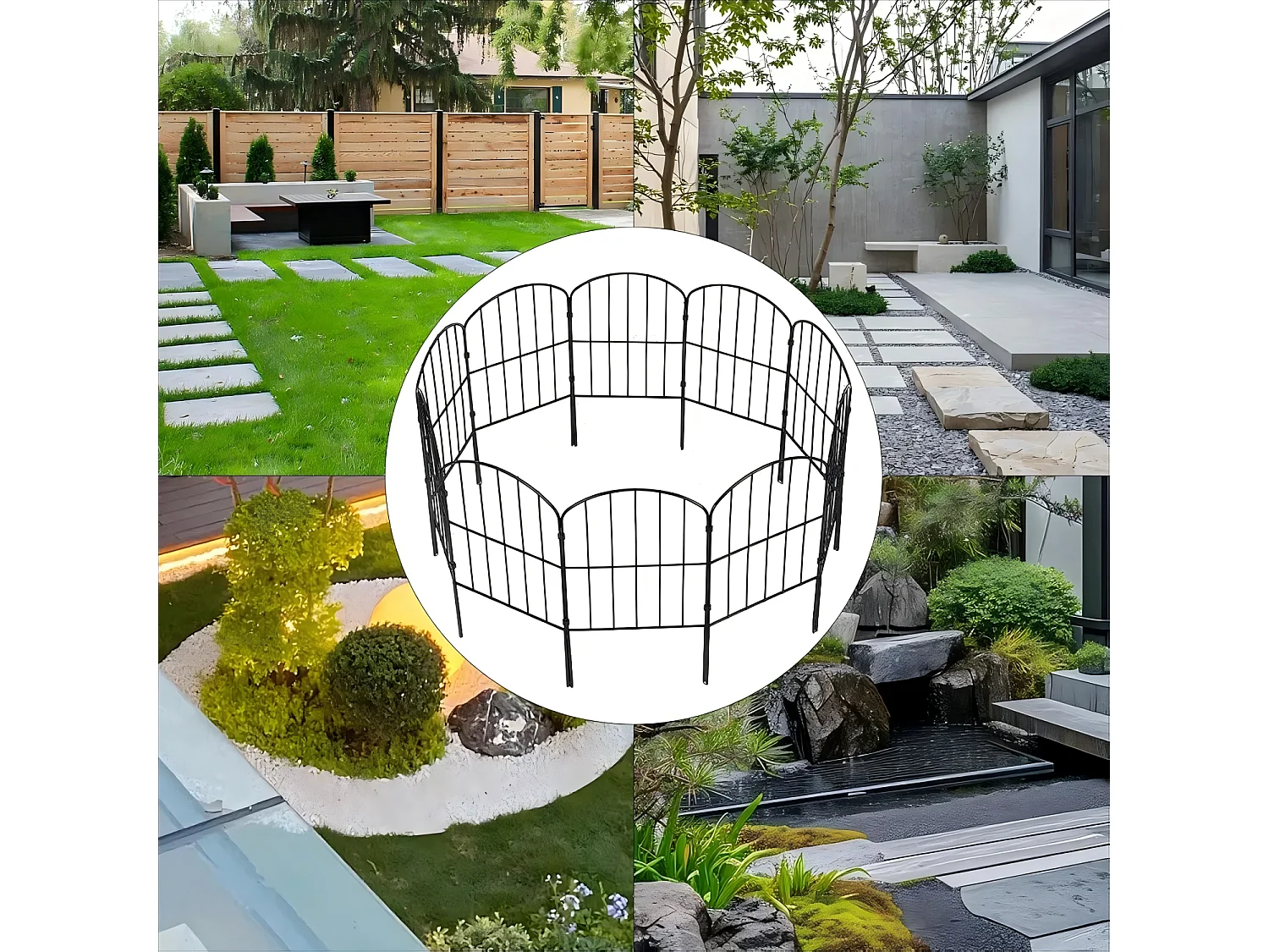 Lot de 10 Clôture de jardin - Clôture décorative en métal - décoration de cour antirouille - barrière pour animaux - Clôture à planter