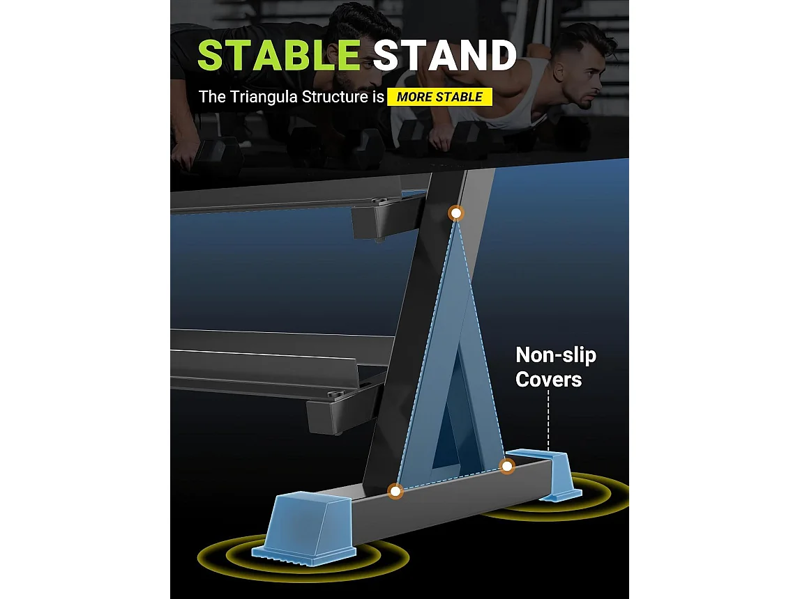 Support pour Haltères Ajustables de 3 Niveaux, rack haltères multifonction, support de stockage de poids pour haltères - 96x50x93CM