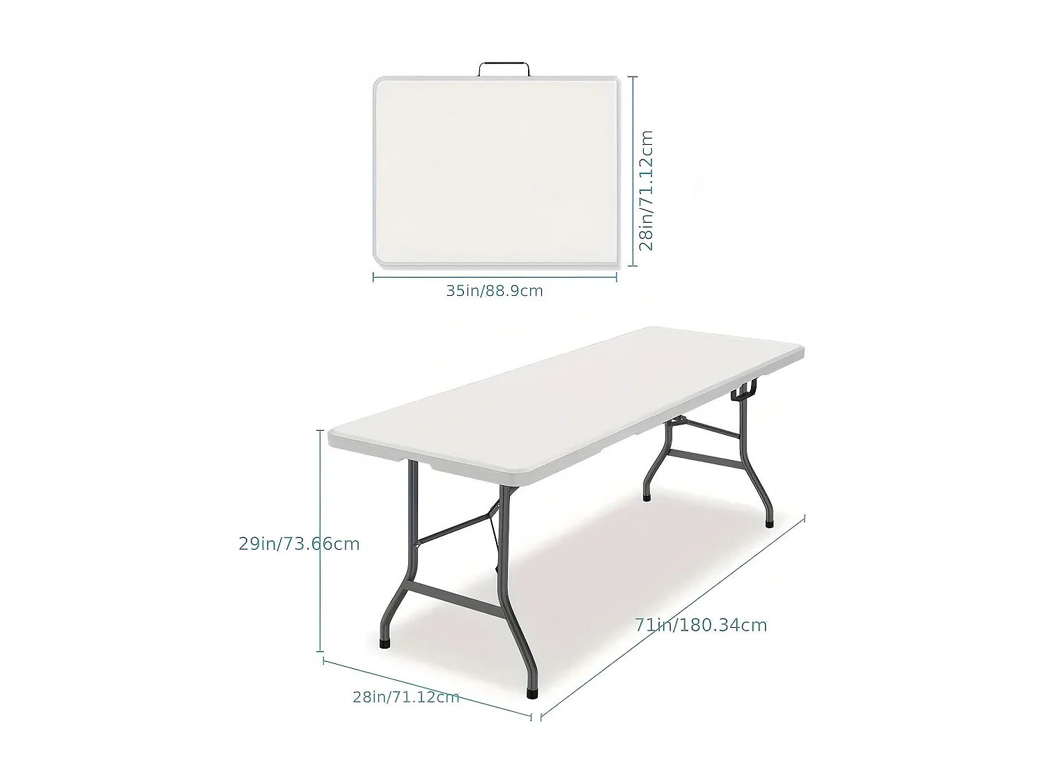 Opklapbare tuineettafel - opklapbare tafel met handvat - draagbare opvouwbare campingtafel - 180x71x74 cm