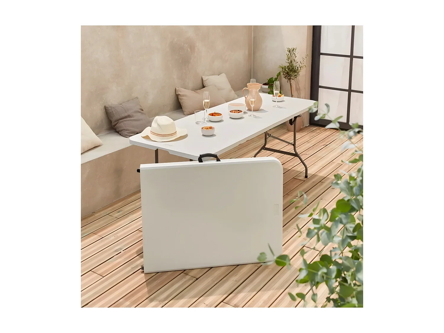 Opklapbare tuineettafel - opklapbare tafel met handvat - draagbare opvouwbare campingtafel - 180x71x74 cm