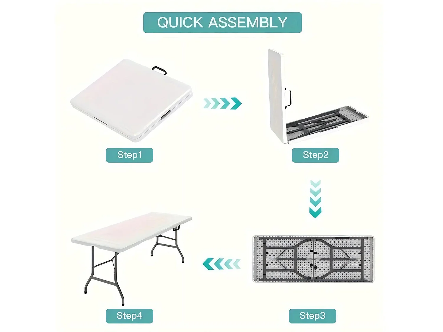 Salle à manger de jardin pliante - table pliante avec poignée de transport - Table de Camping Pliante portable - 180x71x74 cm