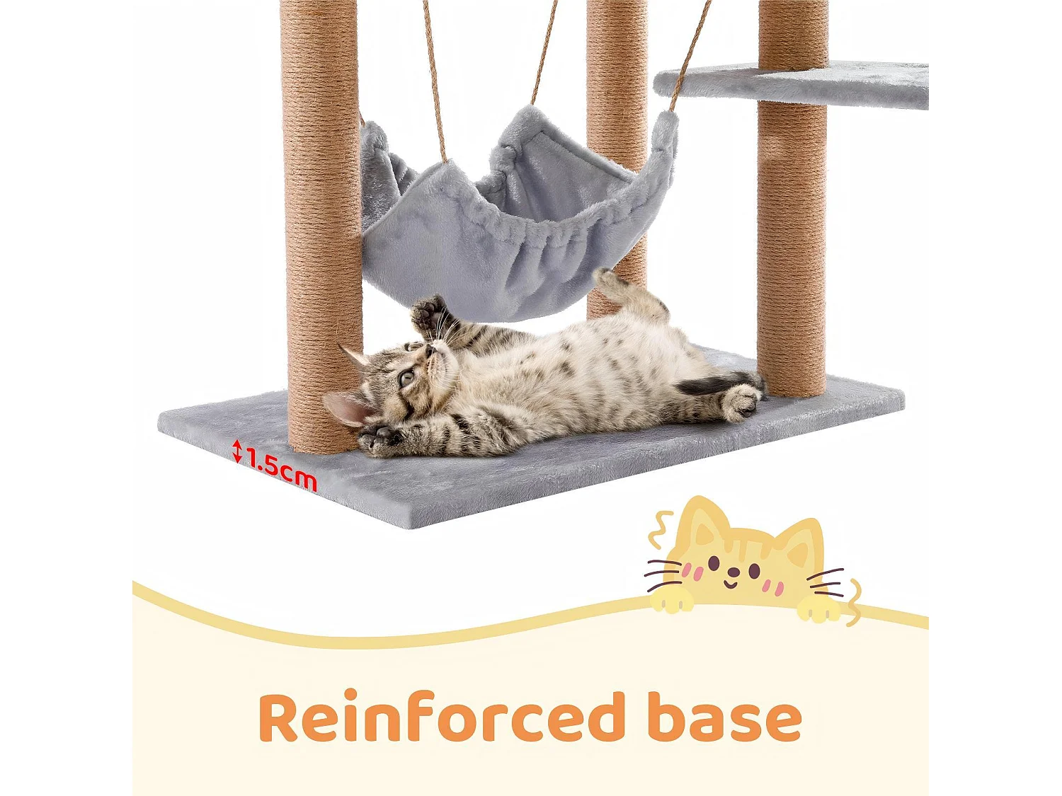 Arbre à chats avec 2 plateformes et jouets, Tour de Jeux pour Chats, avec hamac et niche pour chat, Hauteur 140 cm