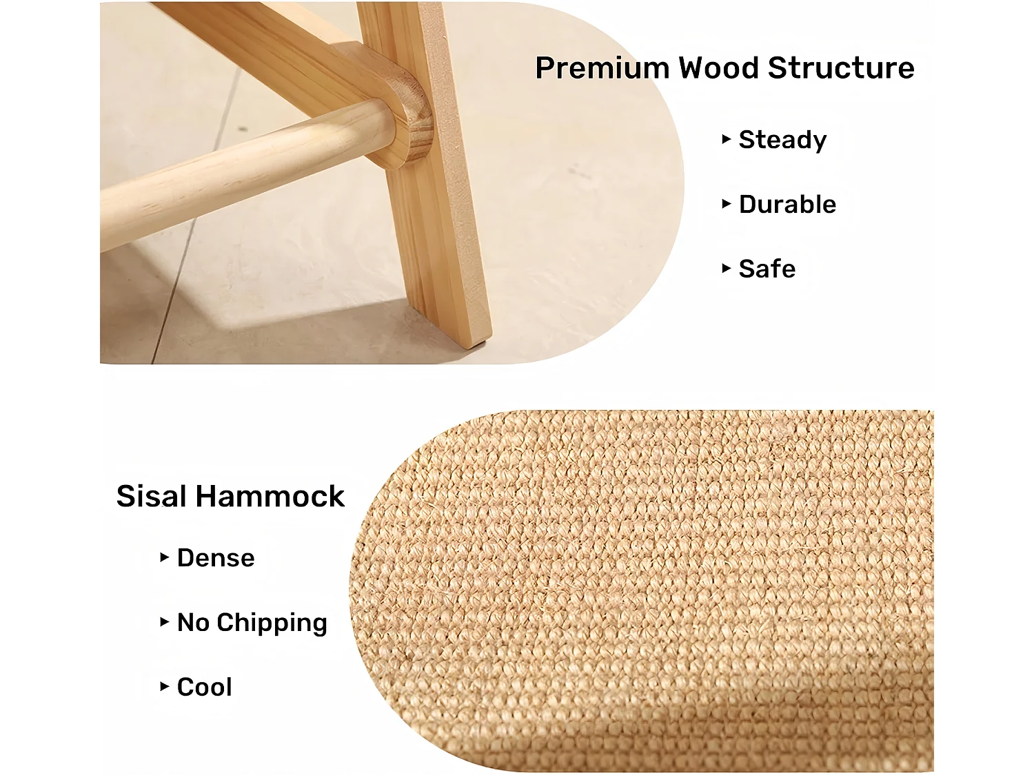 Tour à chat en bois avec filet d'escalade, arbre à chat triangulaire, tour de Jeux pour chats avec hamac, 65x40x85 cm