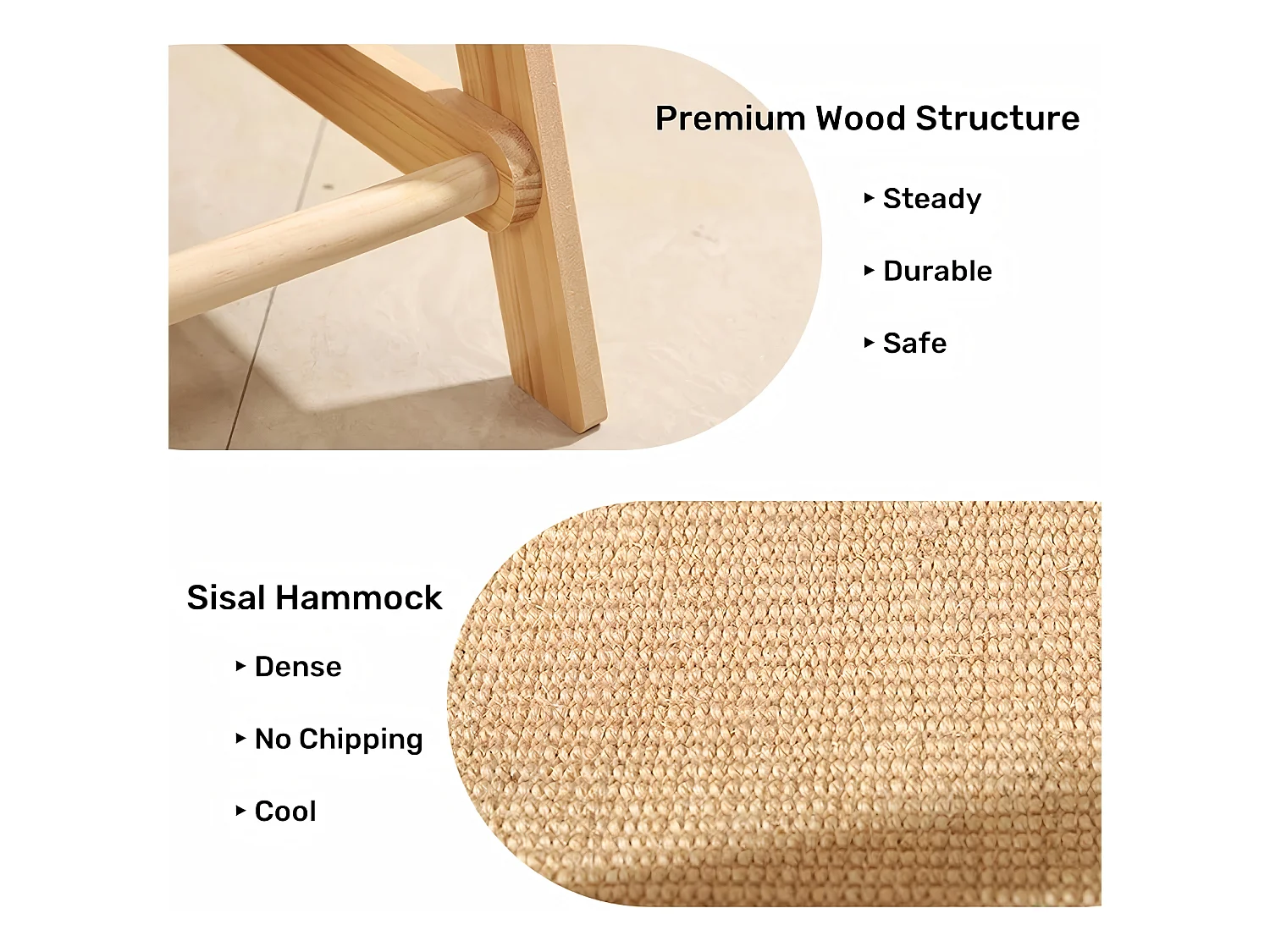 Holzkatze mit Kletternetz, dreieckiger Katzenbaum, Katzen Tour für Katzen mit Hängematte, 65x40x85 cm