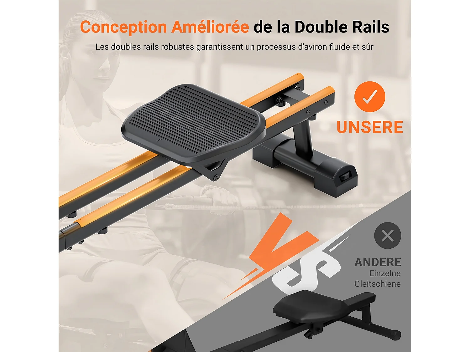 Dripex Magnetic Resistance Rower, con 16 livelli di resistenza, doppio scorrimento, silenzioso e liscio, carico massimo 160 kg