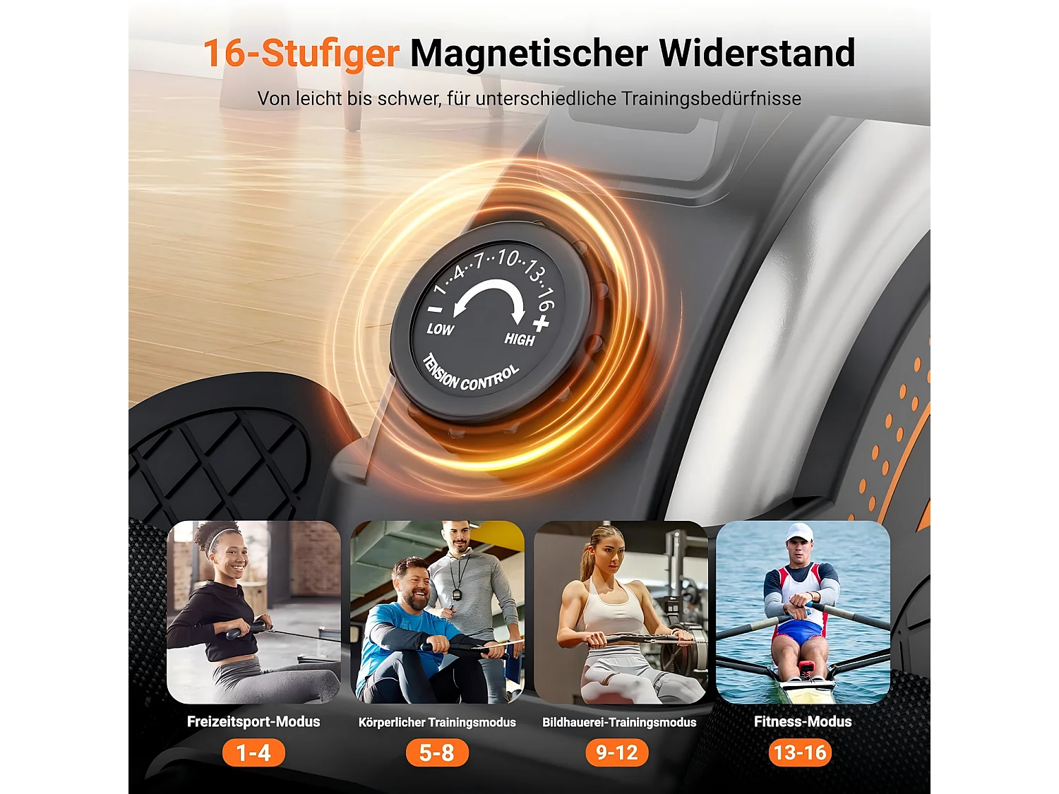 Dripex Magnetic Resistance Rower, con 16 livelli di resistenza, doppio scorrimento, silenzioso e liscio, carico massimo 160 kg