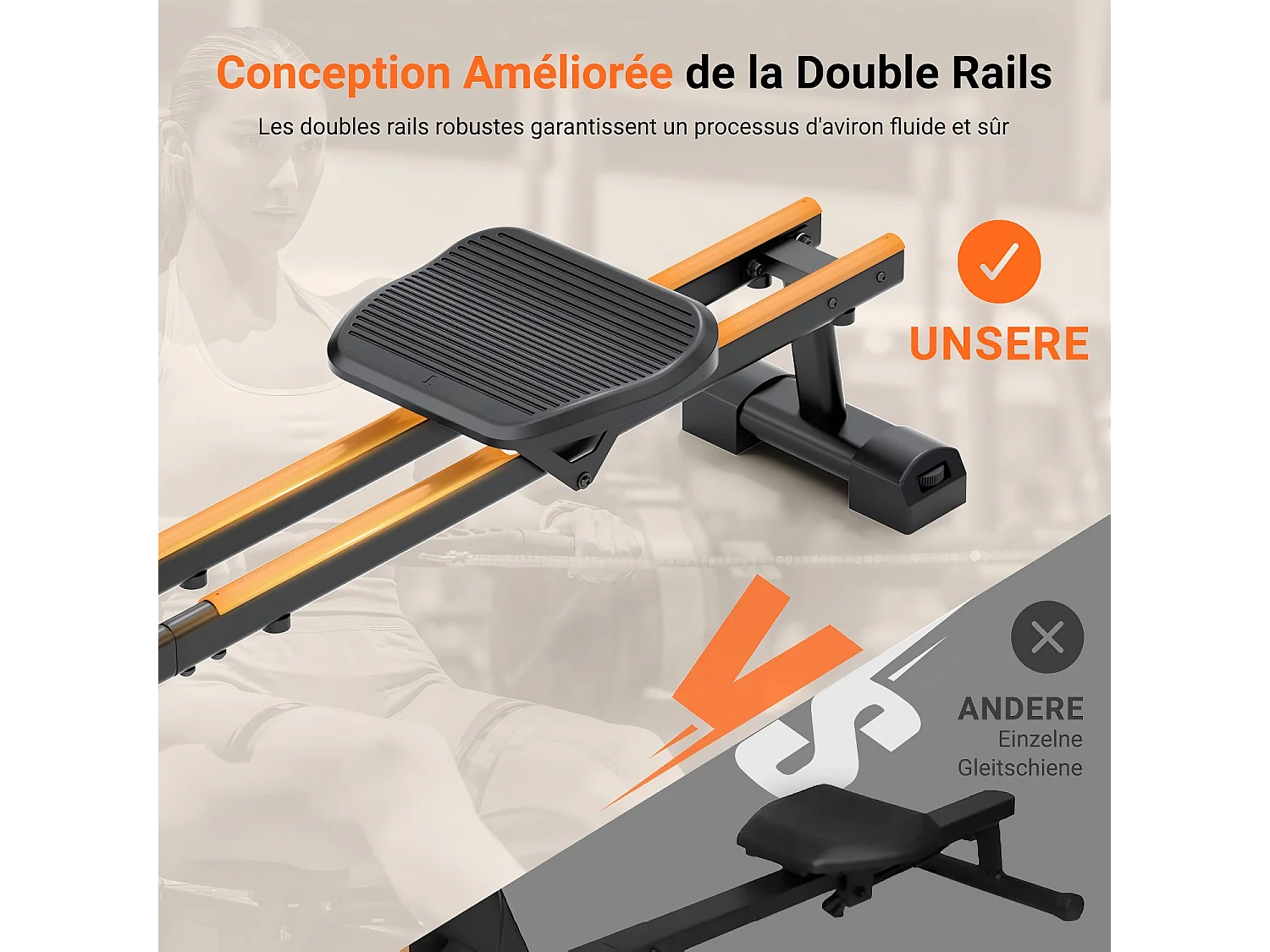 Dripex Magnetic Resistance Rower, con 16 livelli di resistenza, doppio scorrimento, silenzioso e liscio, carico massimo 160 kg