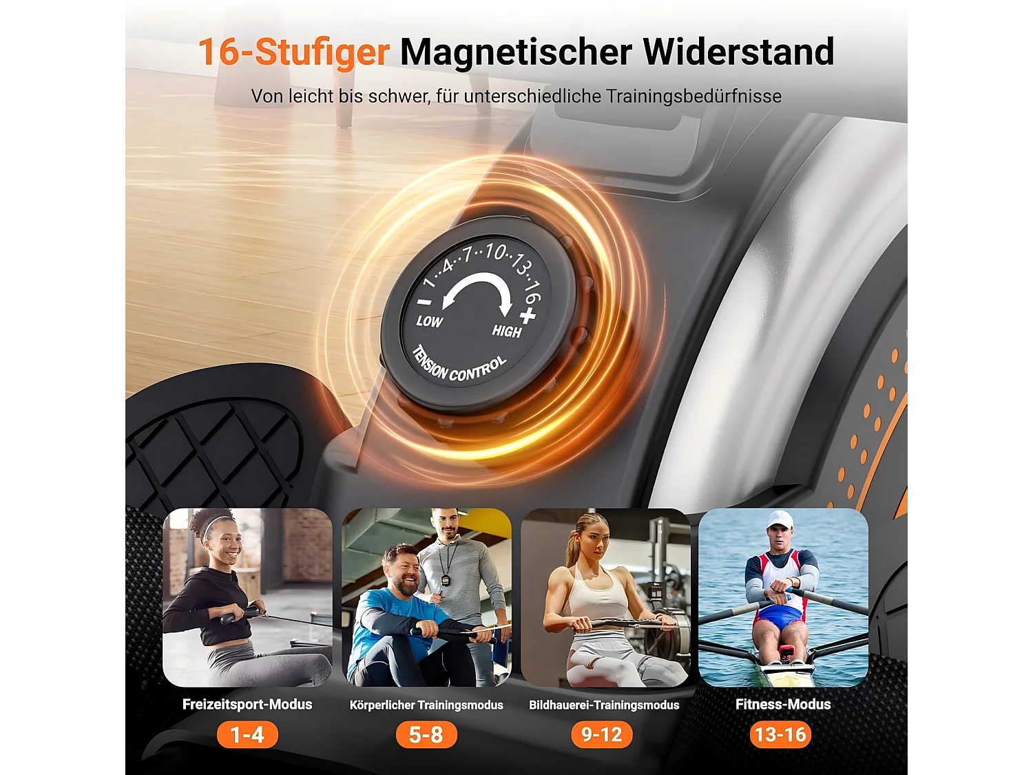 Dripex Magnetic Resistance Rower, con 16 livelli di resistenza, doppio scorrimento, silenzioso e liscio, carico massimo 160 kg