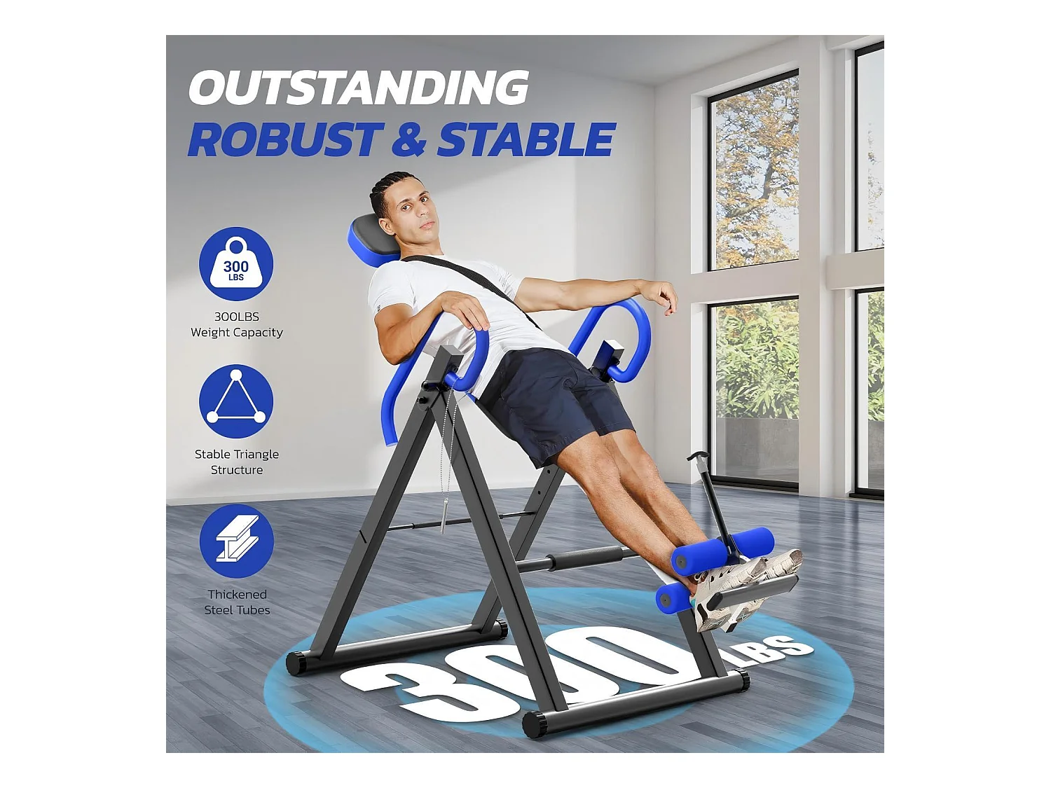 Opvouwbare gewichtinversietafel, zwaartekrachttrainer, maximale belasting 136 kg, voor gebruikerslengte 150 tot 195 cm