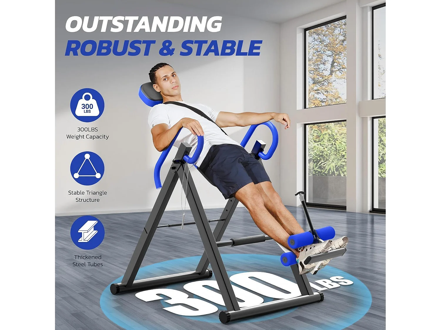 Opvouwbare gewichtinversietafel, zwaartekrachttrainer, maximale belasting 136 kg, voor gebruikerslengte 150 tot 195 cm