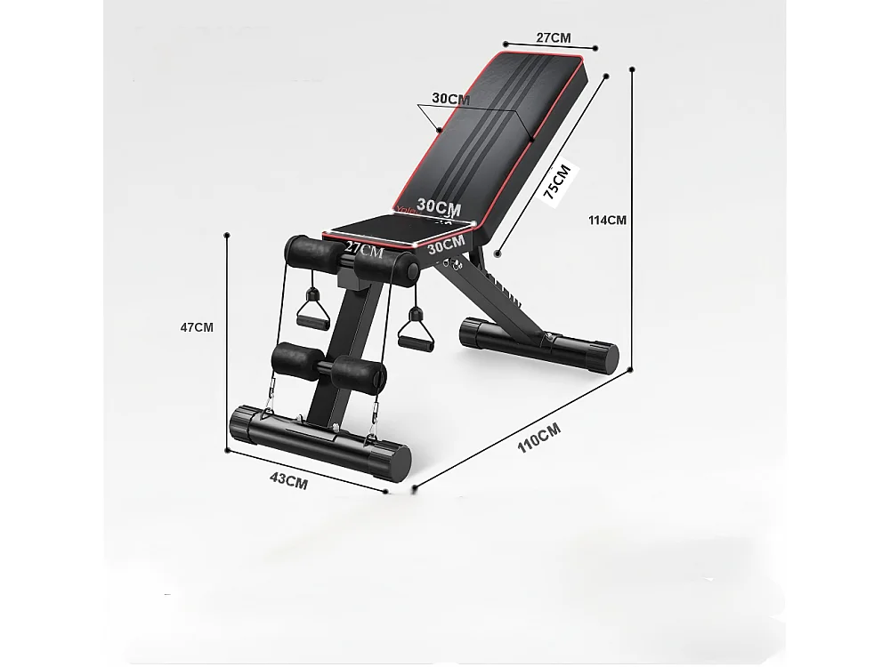 Banc de Musculation Dossier Réglable 7 Positions, 4 coussins presse-jambes, Banc Entraînement Complet du Corps en Métal, Charge 150KG