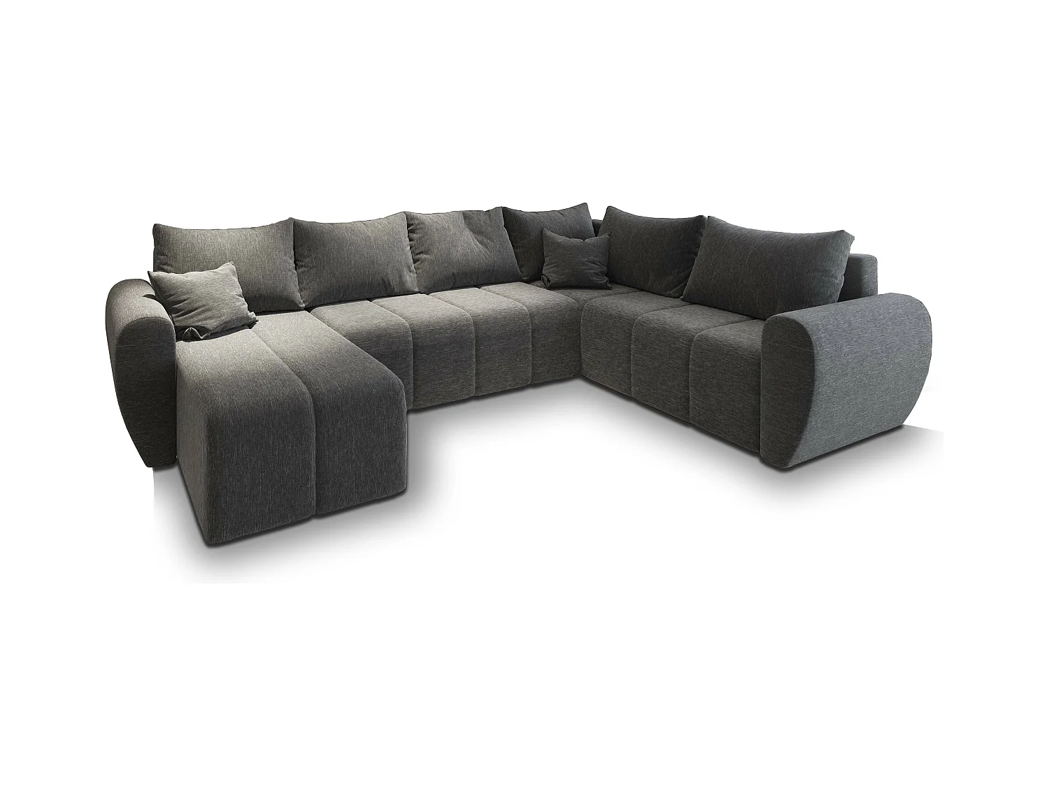 Canapé d'angle MADISON Gris clair en tissu texturé avec fonction de couchage