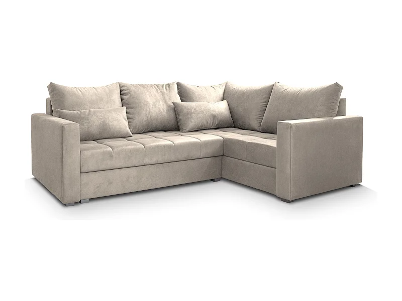 Hoekbank LIRENO van fluweel met slaapfunctie Beige