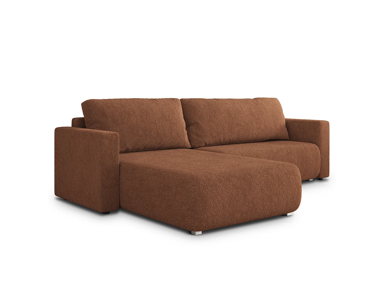 Canapé d'angle convertible 3 places en tissu terracotta TURIN