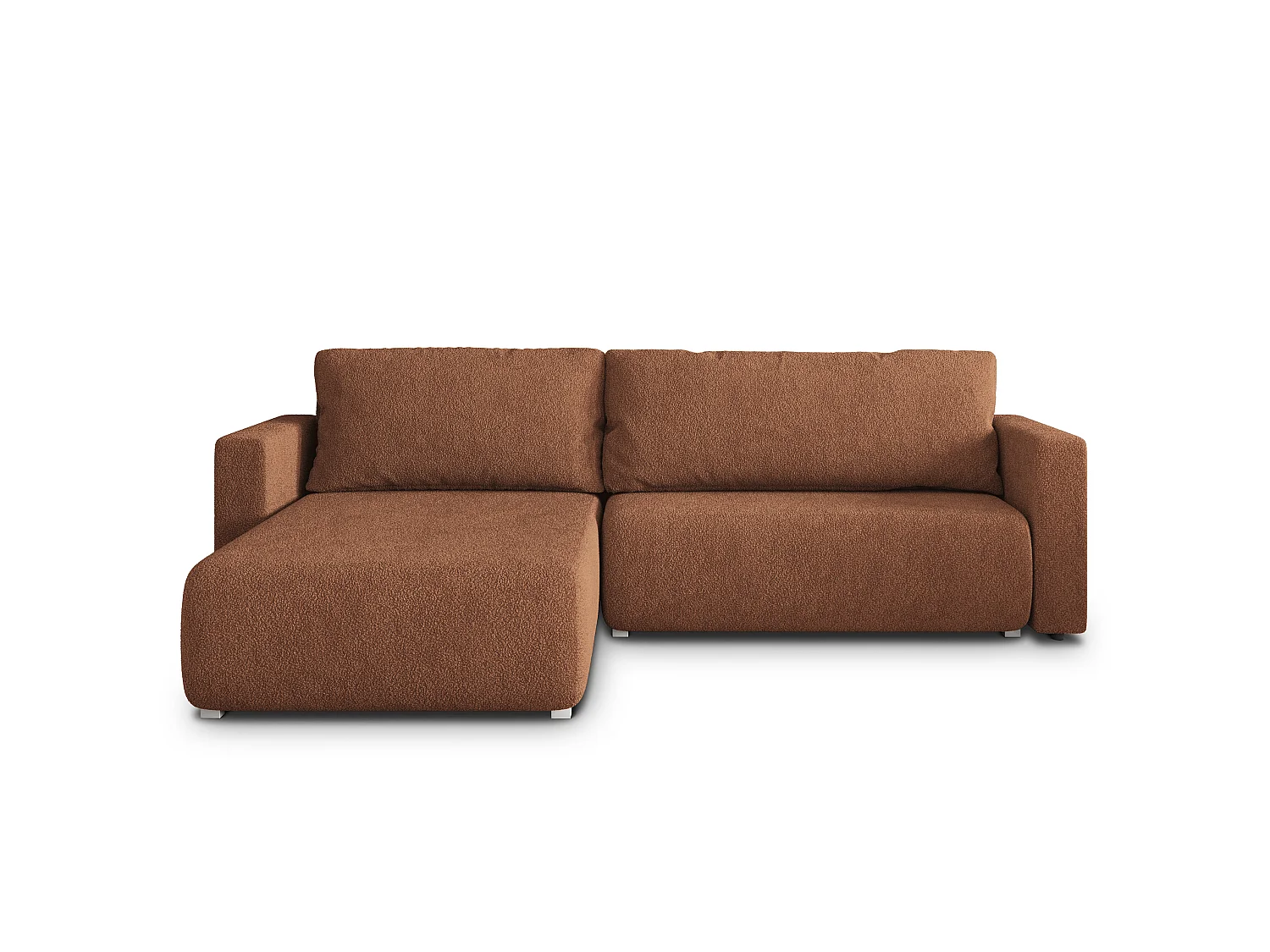 Canapé d'angle convertible 3 places en tissu terracotta TURIN