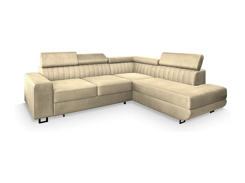 Hoekbank NOLA van fluweel met slaapfunctie Creme