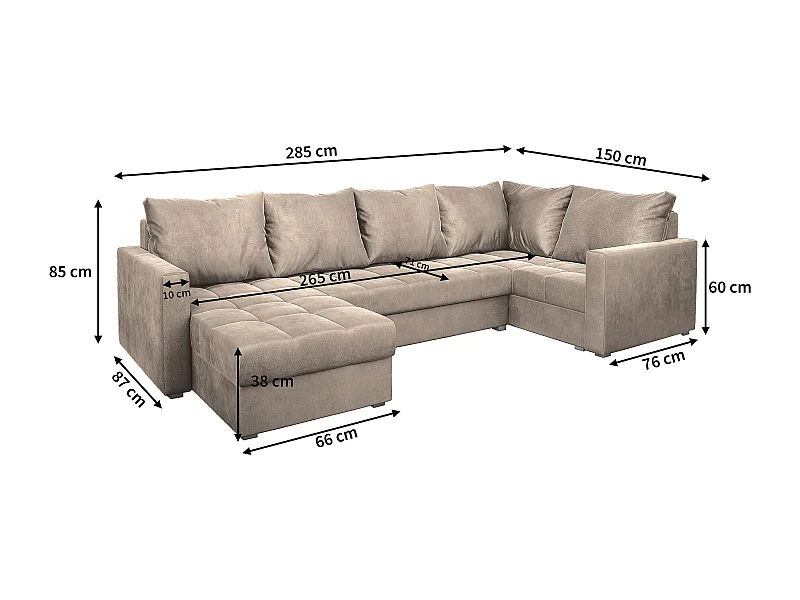 Canapé d'angle LORIVO Marron en peluche avec fonction de couchage