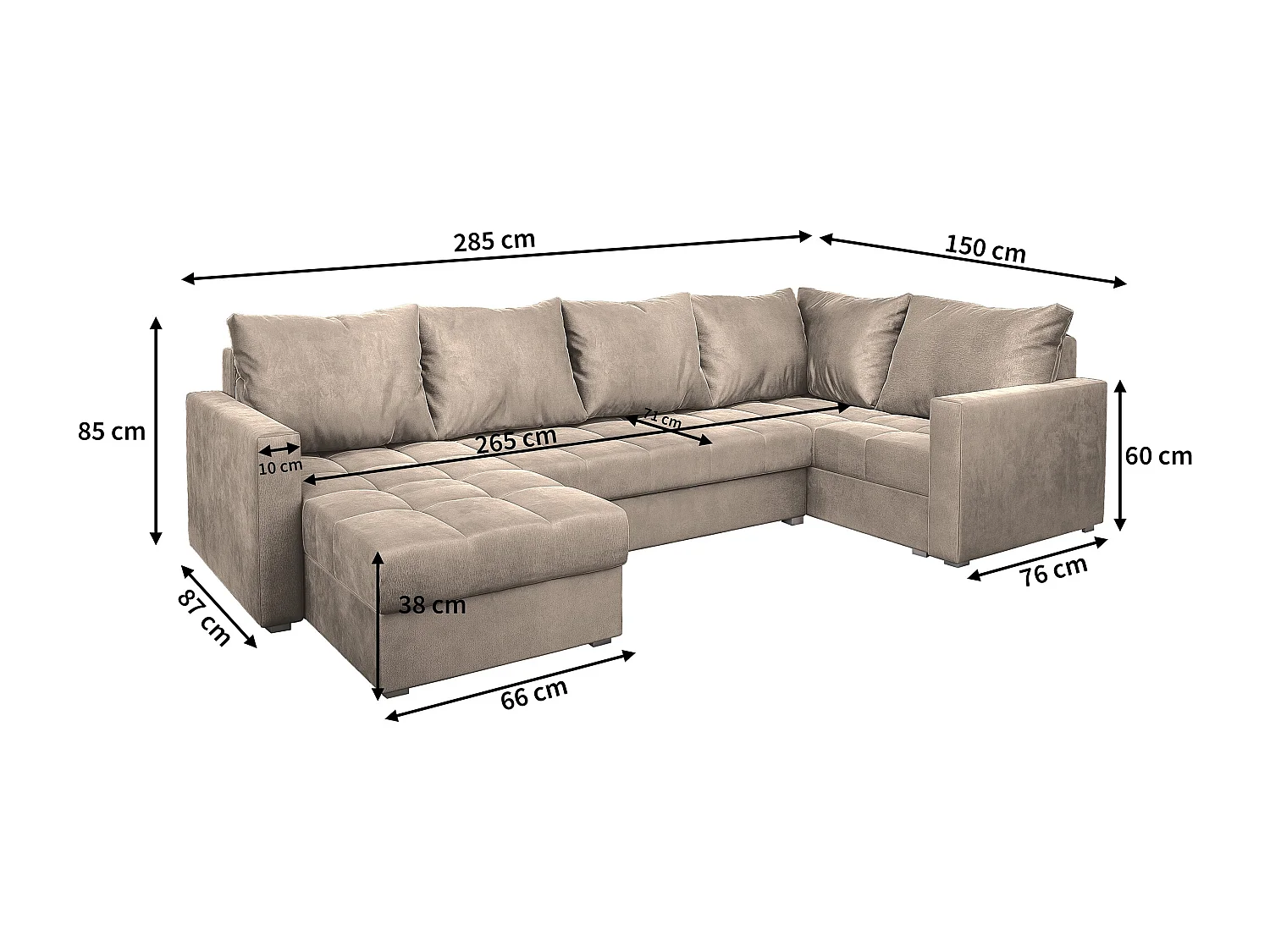 Canapé d'angle LORIVO Marron en peluche avec fonction de couchage