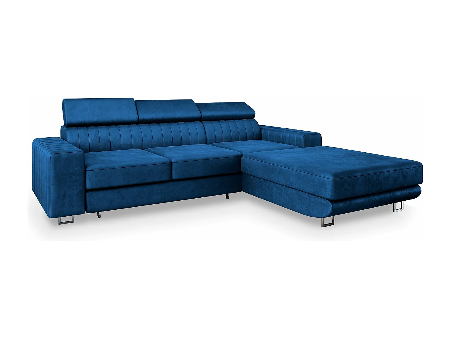 Canapé d'angle NOTO Bleu en velours avec fonction de couchage