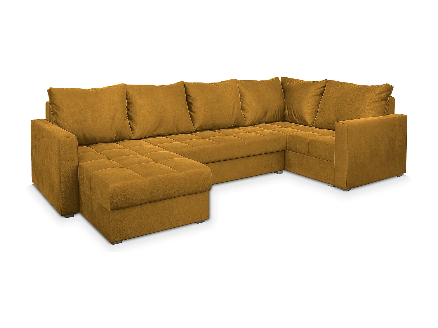 Canapé d'angle LORIVO Jaune en peluche avec fonction de couchage