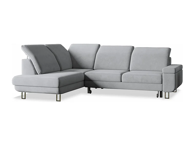 Canapé d'angle LERMA Gris clair en velours avec fonction de couchage