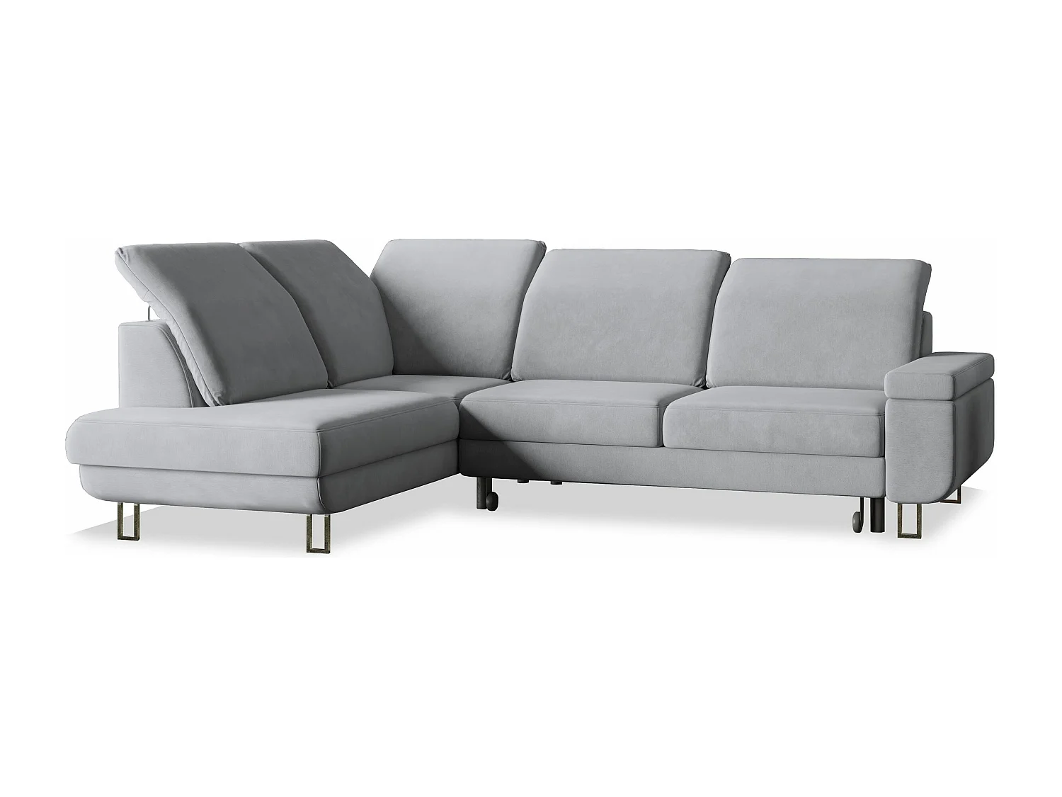 Canapé d'angle LERMA Gris clair en velours avec fonction de couchage