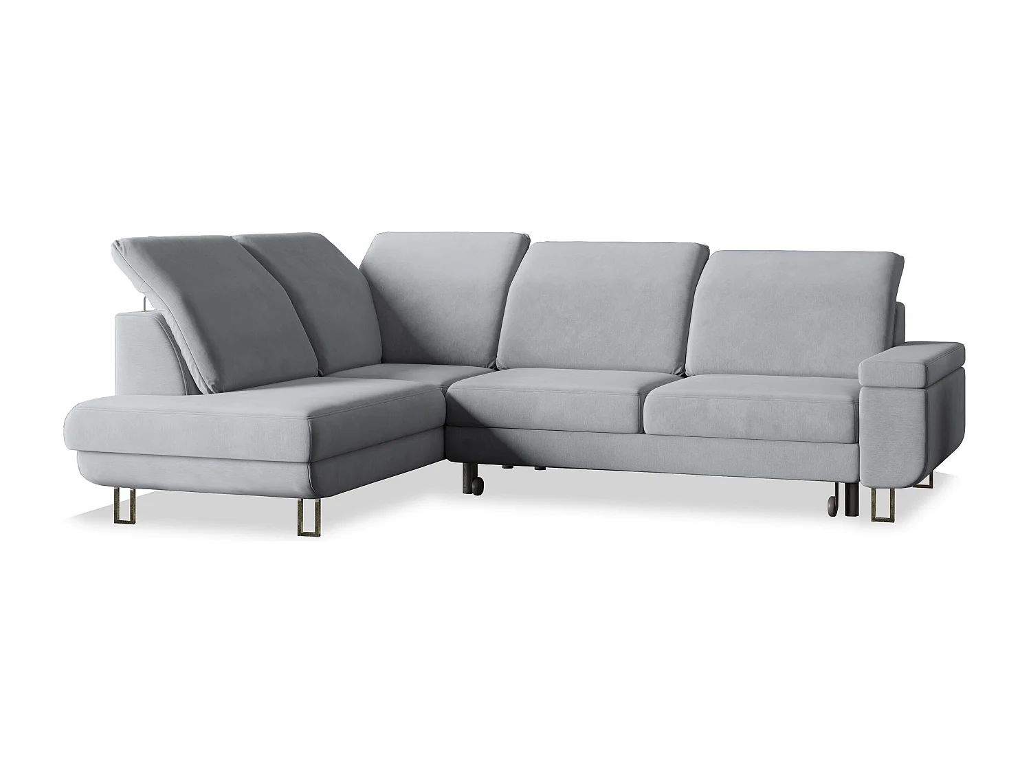 Canapé d'angle LERMA Gris clair en velours avec fonction de couchage