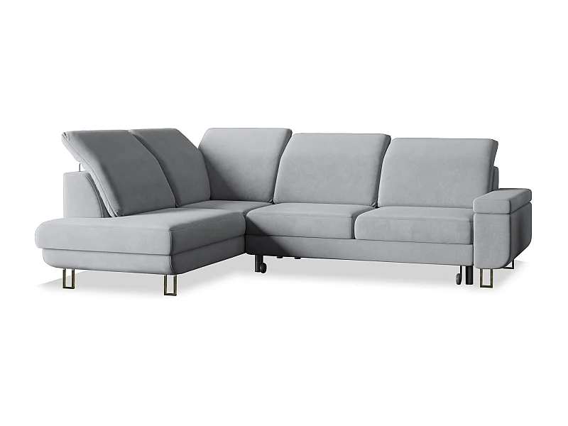 Canapé d'angle LERMA Gris clair en velours avec fonction de couchage