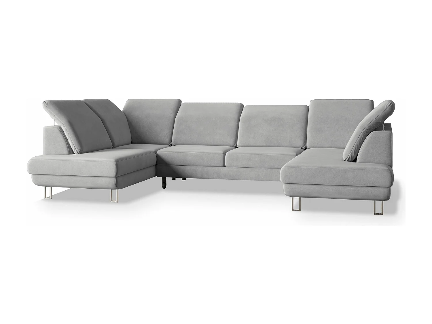 Canapé d'angle TERAMO Gris clair en velours avec fonction de couchage