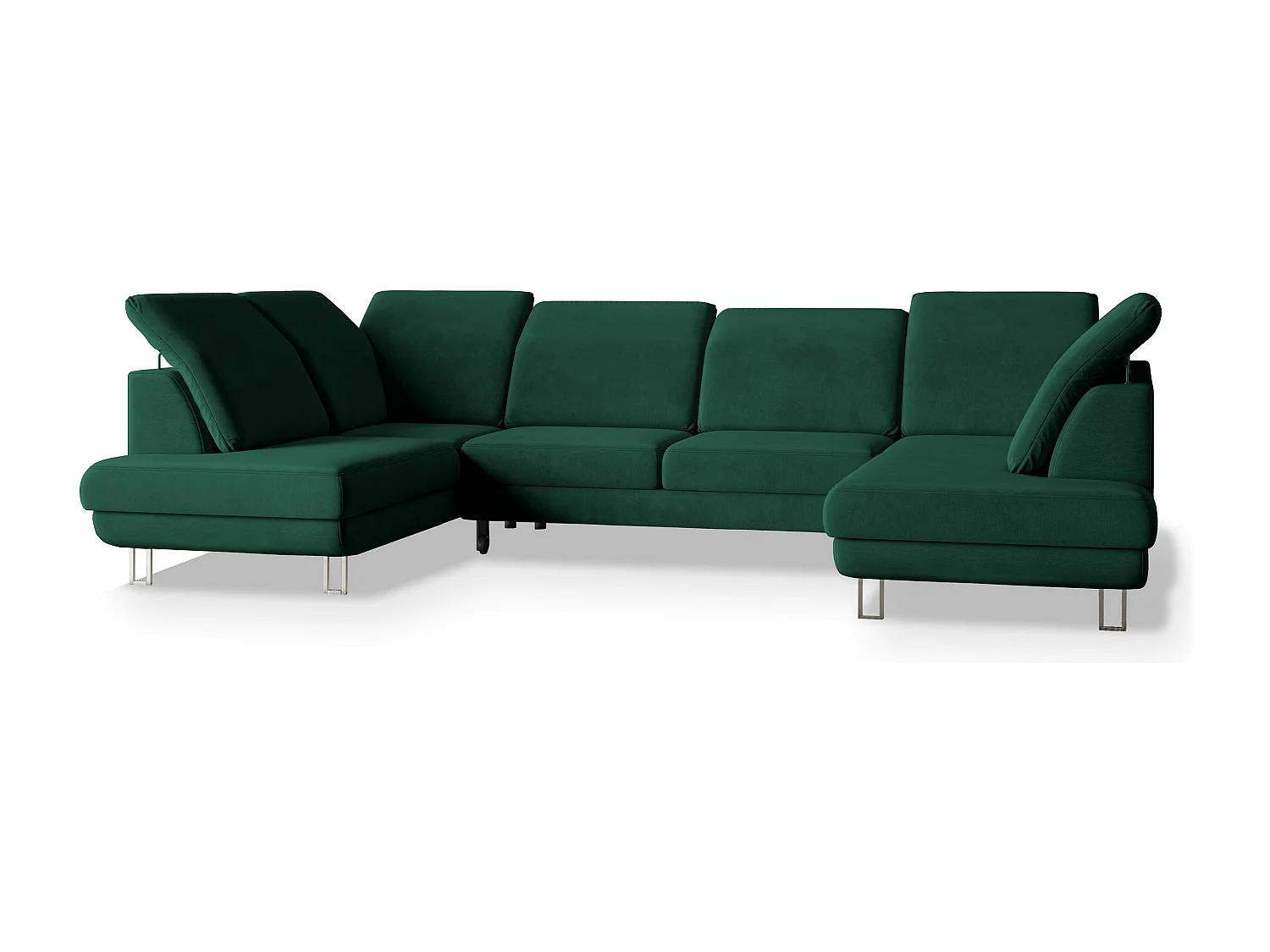 Canapé d'angle TERAMO Vert Sapin en velours avec fonction de couchage