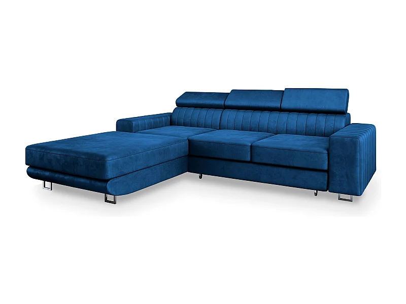 Canapé d'angle NOTO Bleu en velours avec fonction de couchage