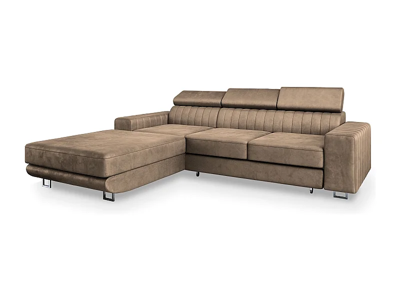 Hoekbank NOTO van fluweel met slaapfunctie Beige