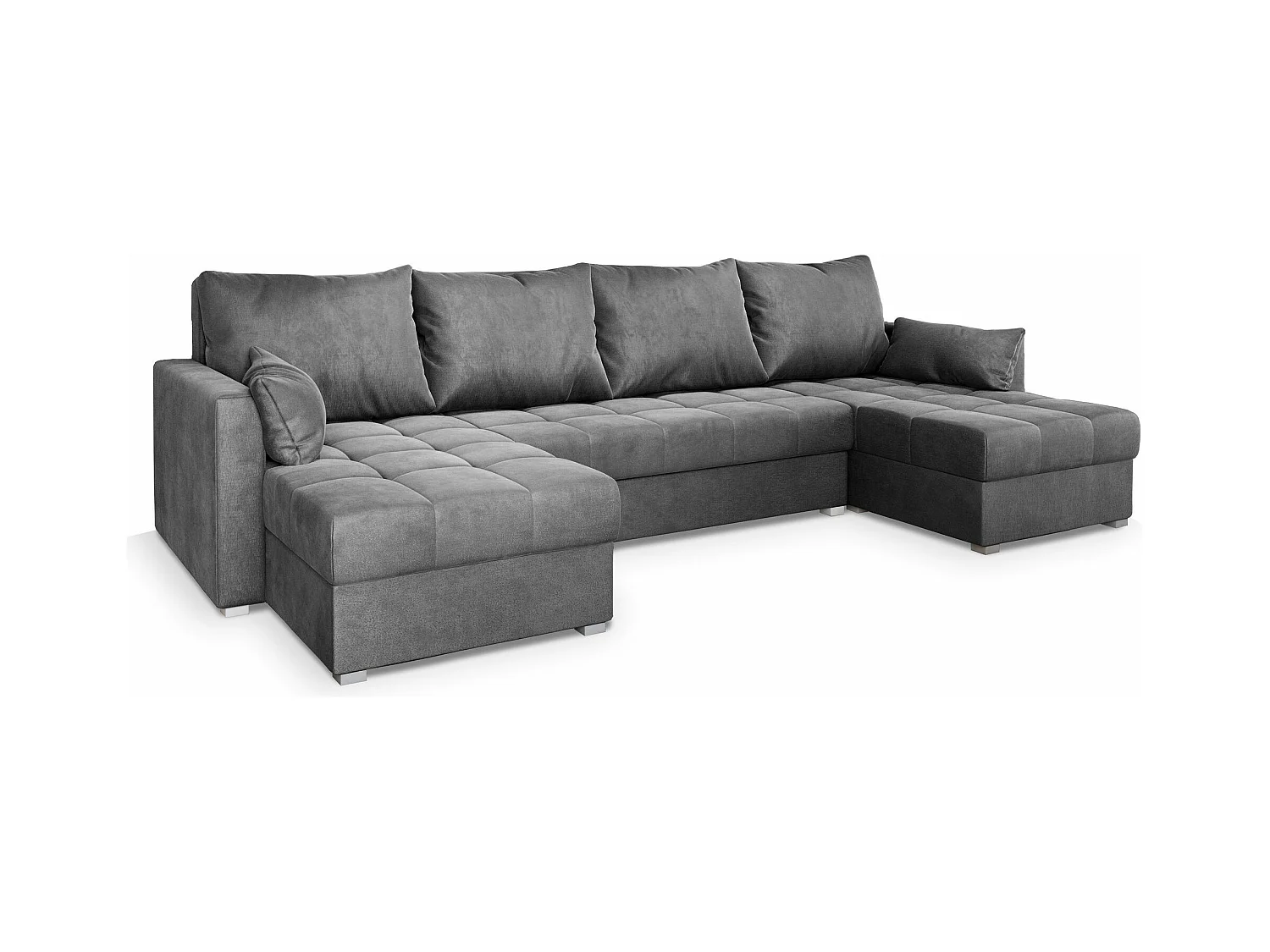 Canapé d'angle NAKO Gris en velours avec fonction de couchage