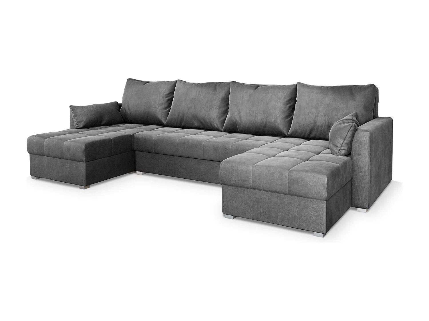 Canapé d'angle NAKO Gris en velours avec fonction de couchage