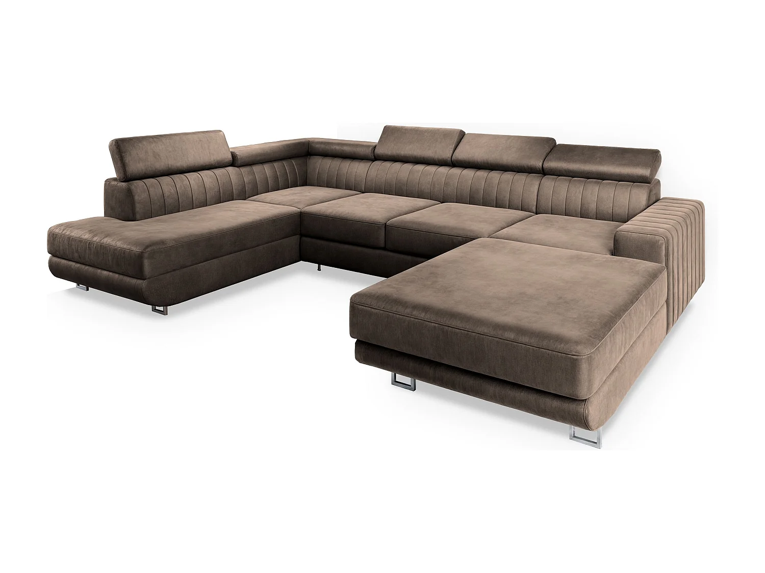 Hoekbank SIENA van fluweel met slaapfunctie Beige